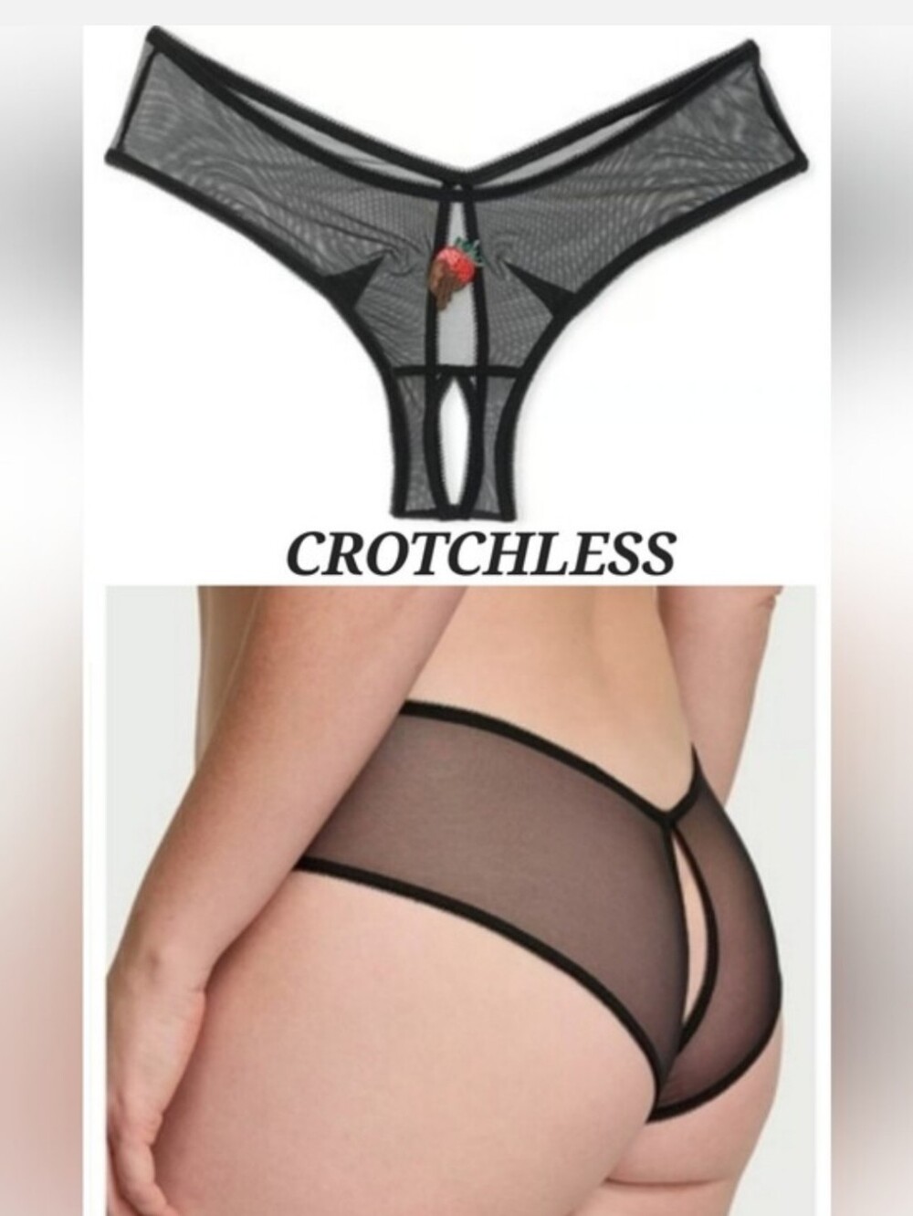 Victoria's Secret Very Sexy Mesh High-Leg Crotchless Cheeky Panty SMALL